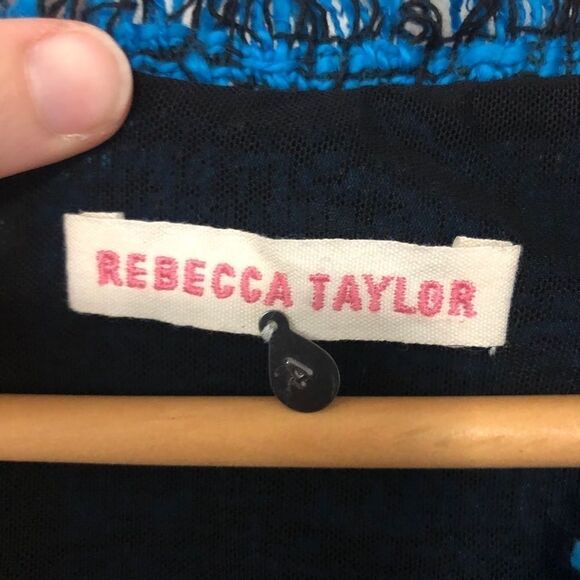 Rebecca Taylor blue and black tweed leather dress SZ 4 - Picture 5 of 10